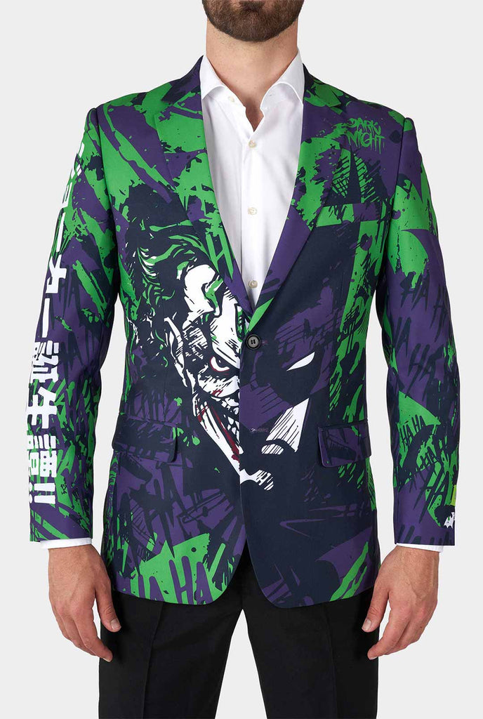 Man draagt ​​paarse en groene batman vs joker heren blazer