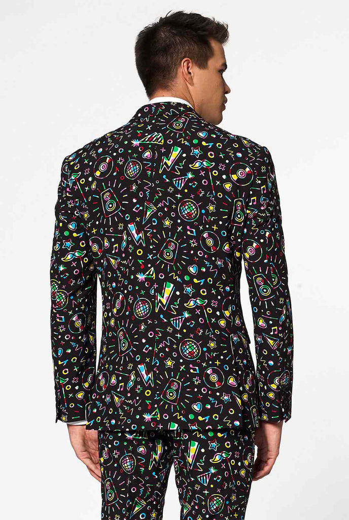 Grappige Carnaval Suit disco -kerel gedragen door de achterste jas van de mens