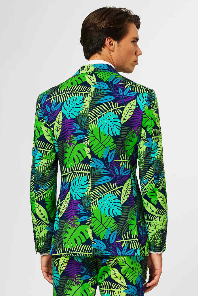 Jungle -pak met groene en paarse bladafdruk van achteren weergegeven