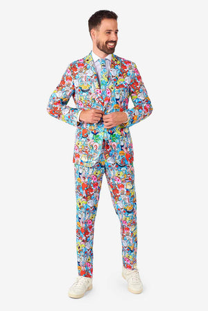 Man draagt herenpak met spongebob print