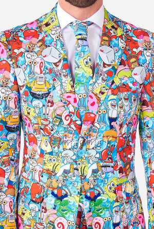 Man draagt herenpak met spongebob print