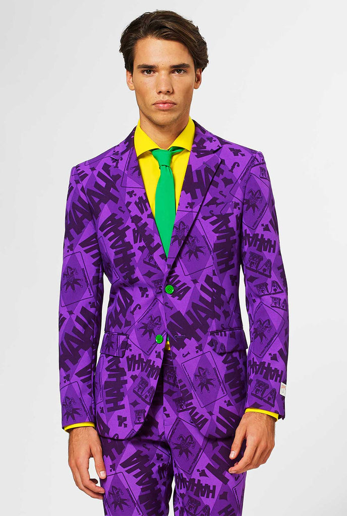 Het Joker Purple Heren Suit gedragen door de mens