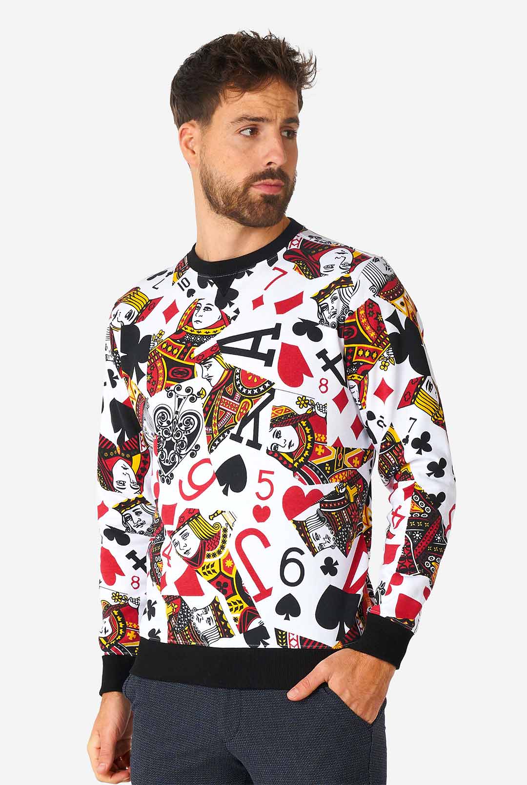 King of Clubs Heren trui met kaart-print OppoSuits