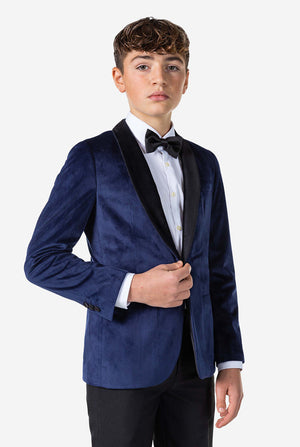Tiener draagt Blue Velvet Christmas Dinner Jacket