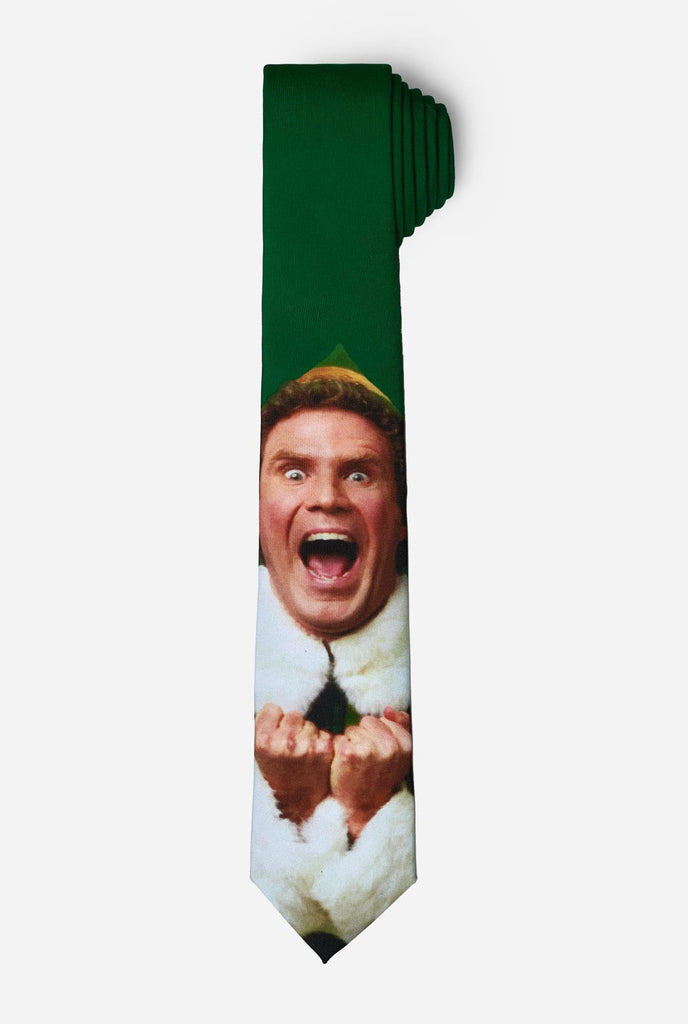 Green Christmas tie with Elf movie picture