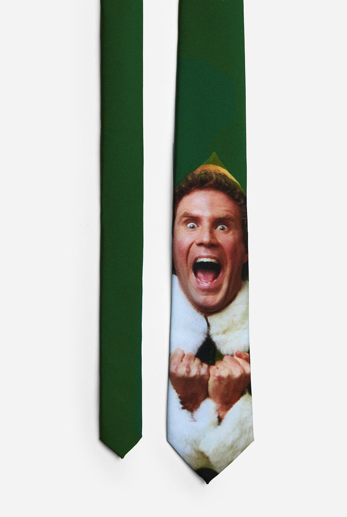 Green Christmas tie with Elf movie picture