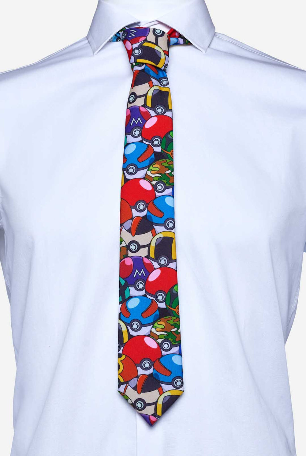 Veelkleurige stropdas met Pokemon Pokeballs-print
