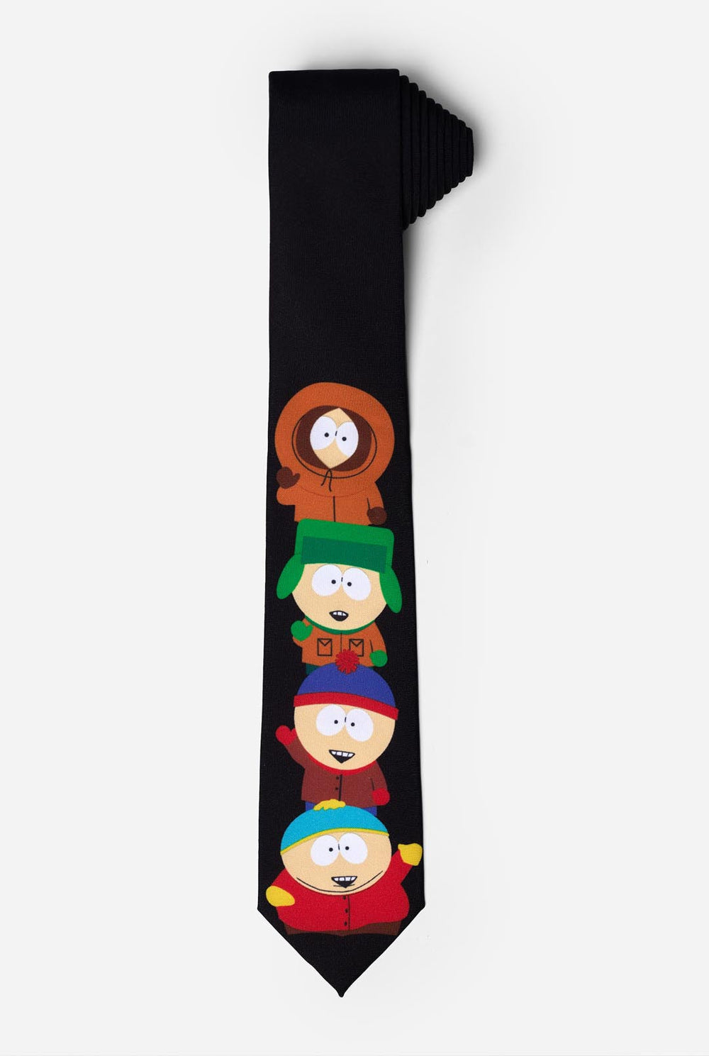 Zwarte stropdas met South Park-personages Kenny, Kyle, Stan en Cartman erop