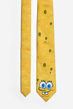 Gele stropdas met Spongbob-gezichtsprint