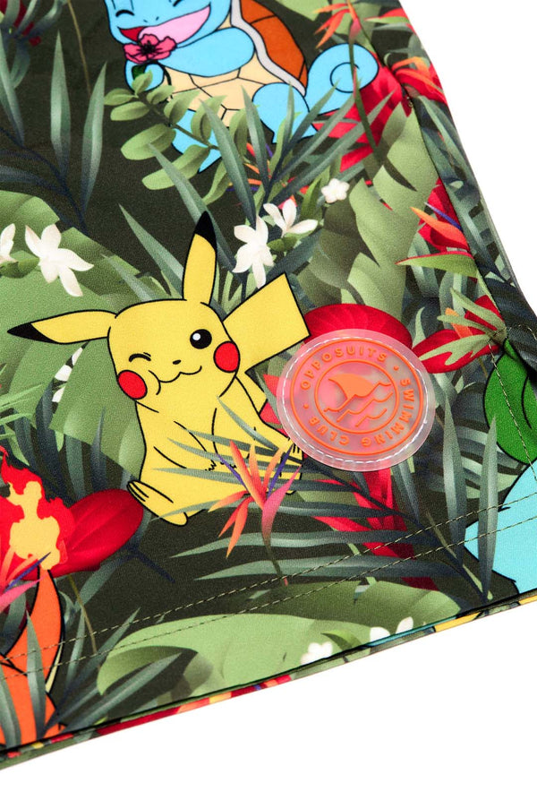 Zwembroek met Pokemon bosprint, close-up