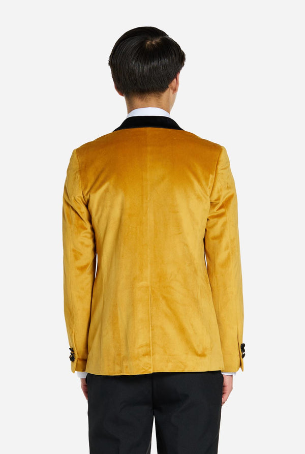 Jongen draagt gouden fluwelen Dinner Jacket voor Tieners