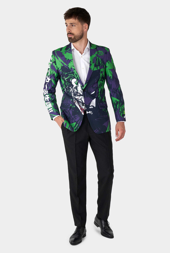 Man draagt ​​paarse en groene batman vs joker heren blazer