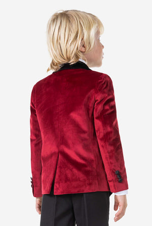 Jongen met een rood fluwelen dinerjasje