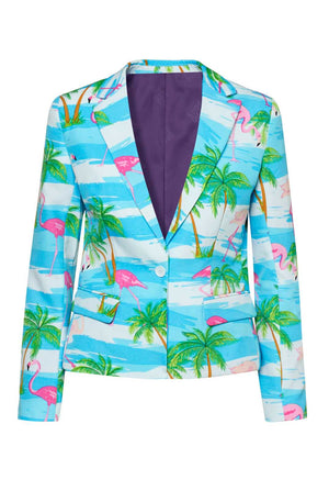 Zomerblazer met tropische flamingo -print