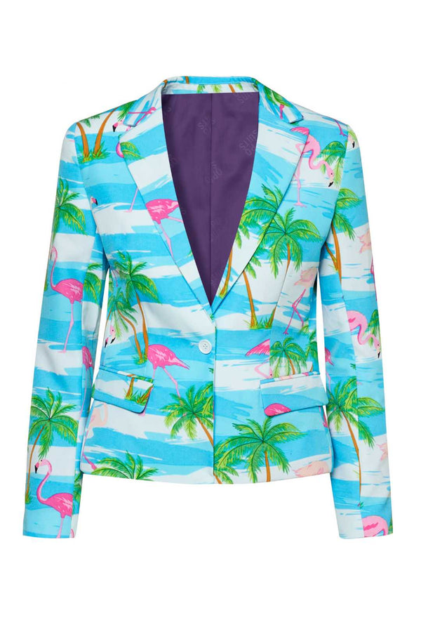 Zomerblazer met tropische flamingo -print