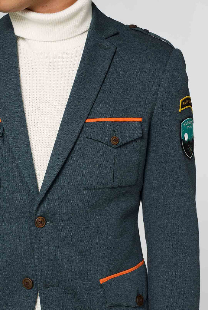 Green Park Ranger Jacket gedragen door de mens die van dichtbij wordt weergegeven