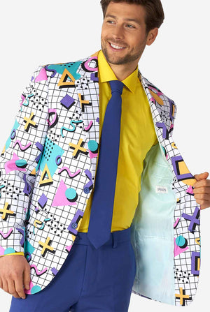 Man draagt ​​Memphis Group Retro Style Men's Suit