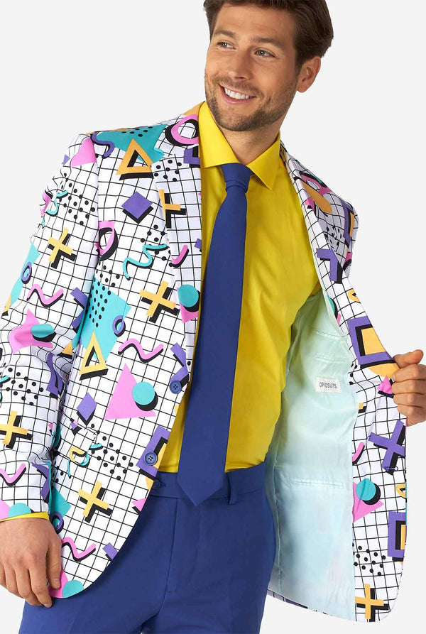Man draagt ​​Memphis Group Retro Style Men's Suit