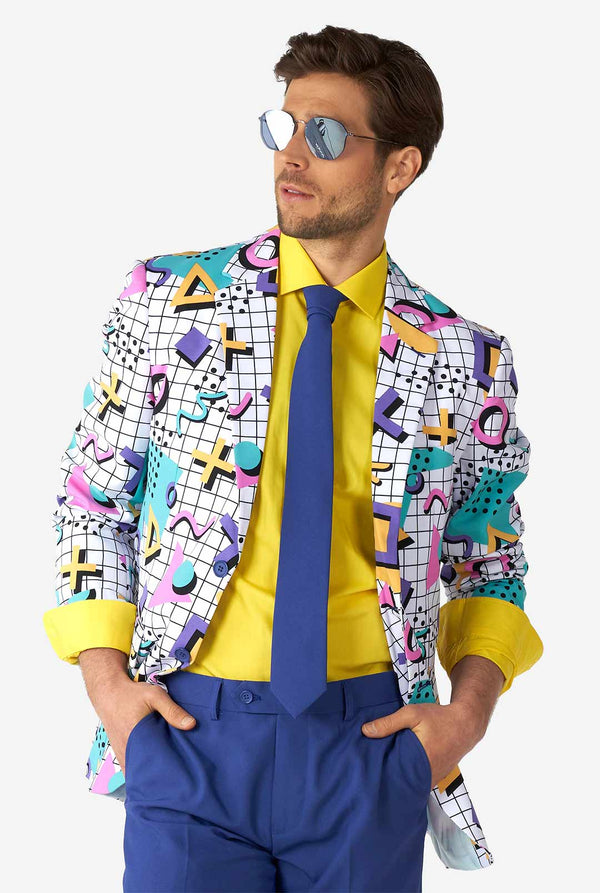 Man draagt ​​Memphis Group Retro Style Men's Suit