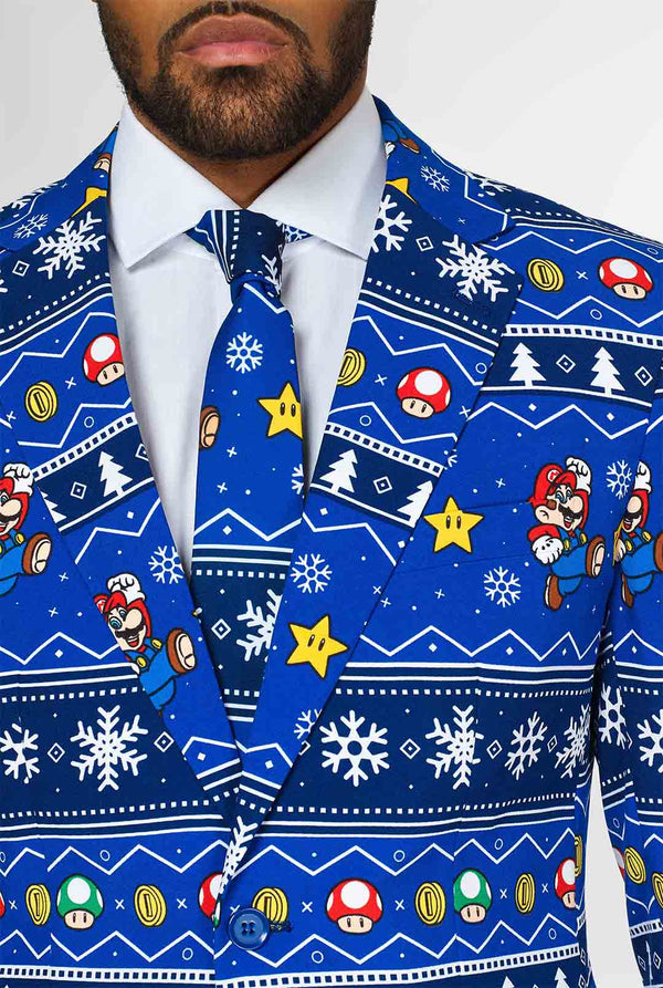 Super Mario pakhuls met kerstthema's van dichtbij weergegeven
