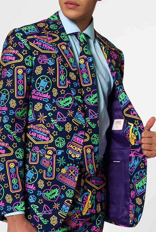 Retro las vegas thema poker carnaval pak Mr. Vegas gedragen door de mens in de jas