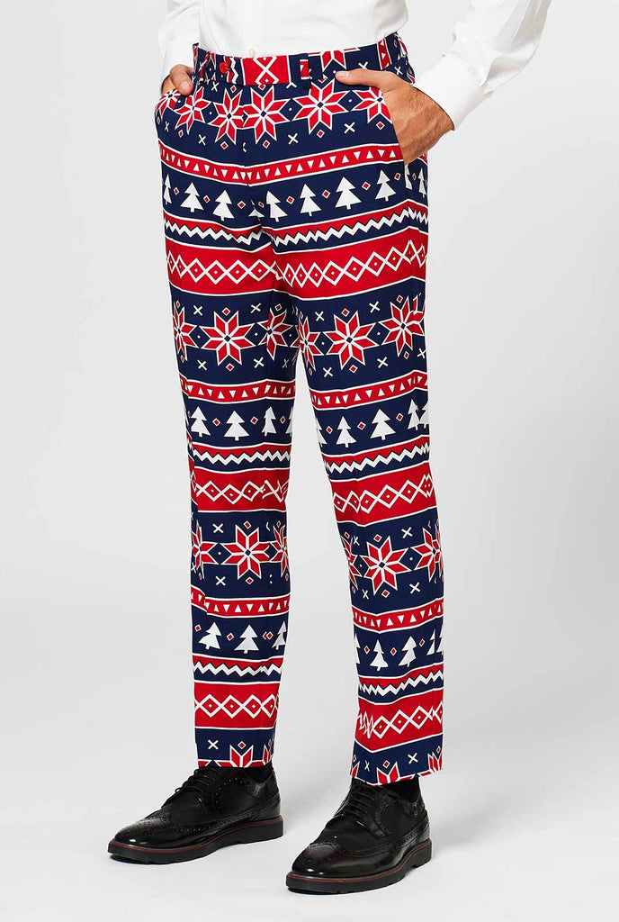 Nordic thema kerstpak broek gedragen door de mens