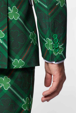 Close Up Green Plaid Pak met drie-bladkussens mouw gedragen door de mens