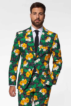 Man draagt ​​herenpak met bloemenprint