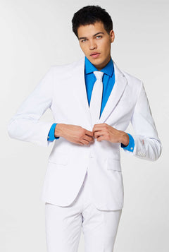 Alle witte herenpak gedragen door de mens