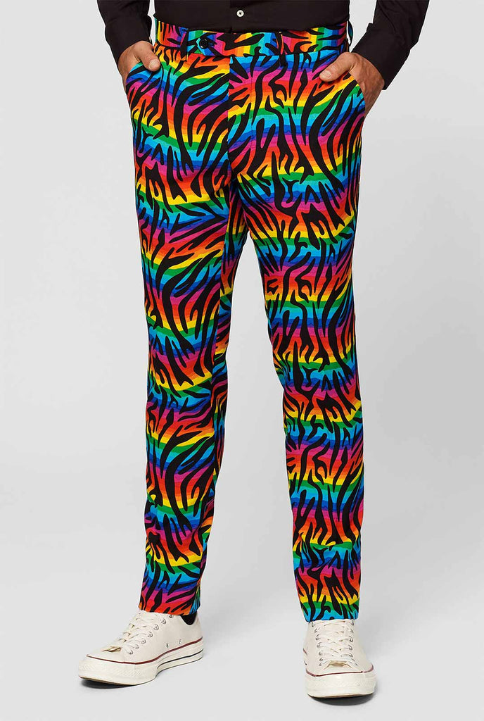 Multi-colour Pride Men's Suit Wild Rainbow Ged of Men, Pants Close Up