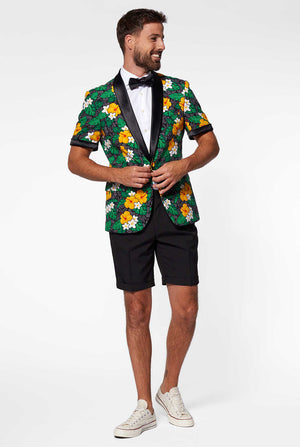 Man draagt ​​zomertuxedo met bloemenprint