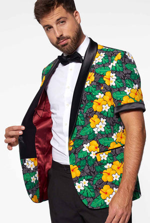 Man draagt ​​zomertuxedo met bloemenprint