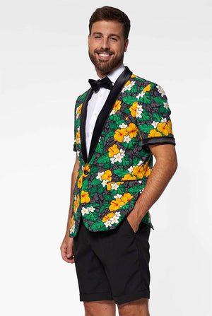 Man draagt ​​zomertuxedo met bloemenprint