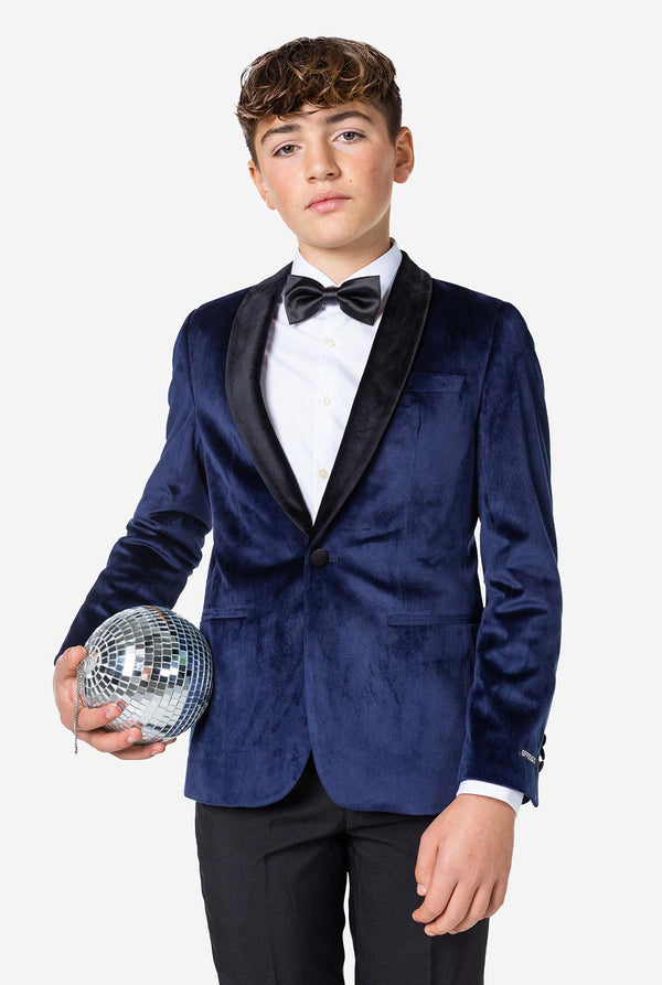 Tiener draagt ​​Blue Velvet Christmas Dinner Jacket