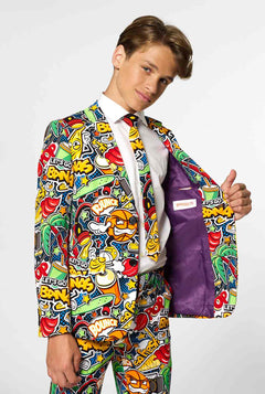 Crazy Retro Suit Street Vibes voor tienerjongens gedragen door jongen