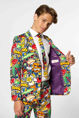 Crazy Retro Suit Street Vibes voor tienerjongens gedragen door jongen