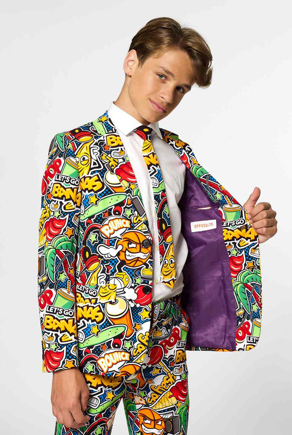 Crazy Retro Suit Street Vibes voor tienerjongens gedragen door jongen