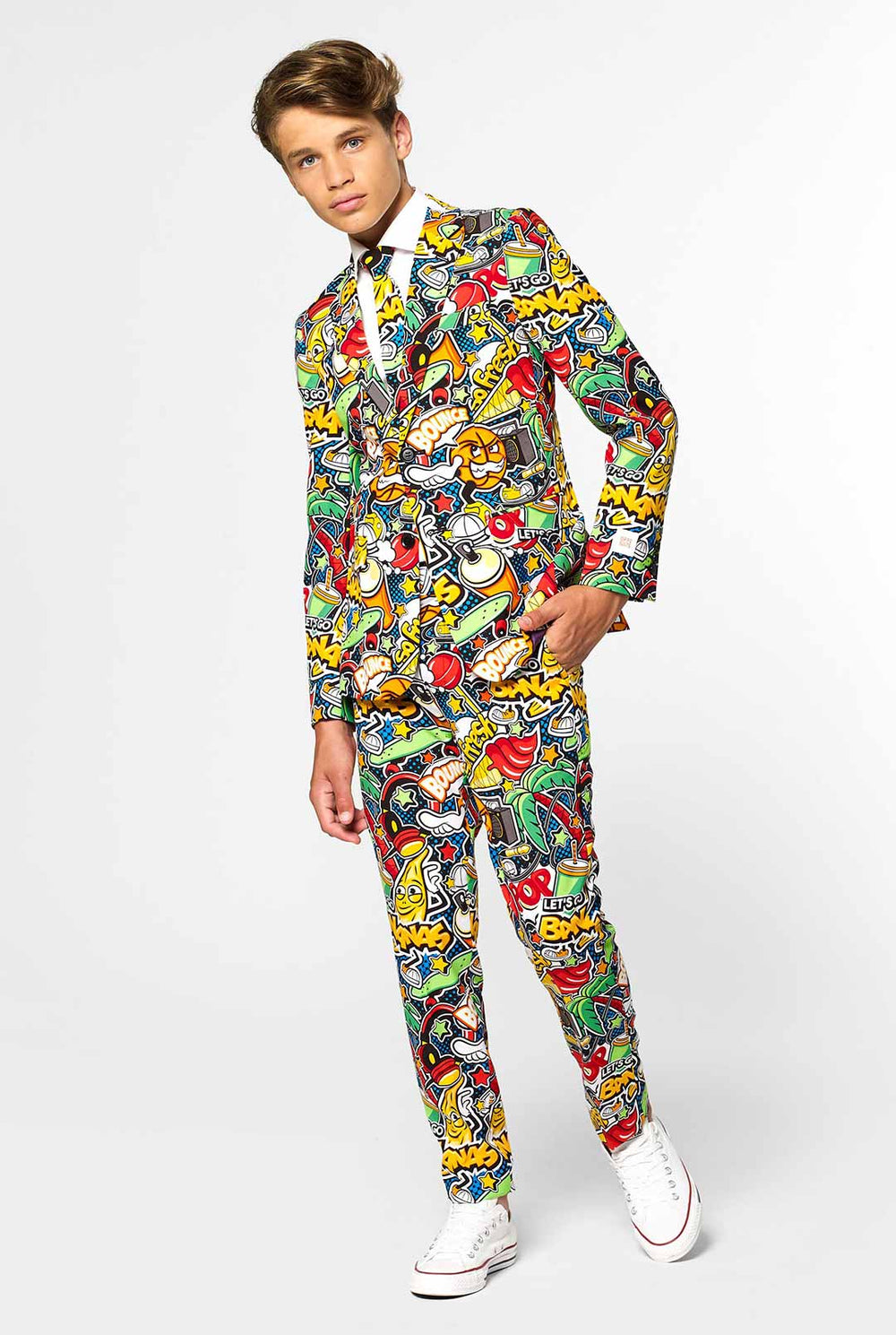 Crazy Retro Suit Street Vibes voor tienerjongens gedragen door jongen