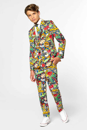 Crazy Retro Suit Street Vibes voor tienerjongens gedragen door jongen