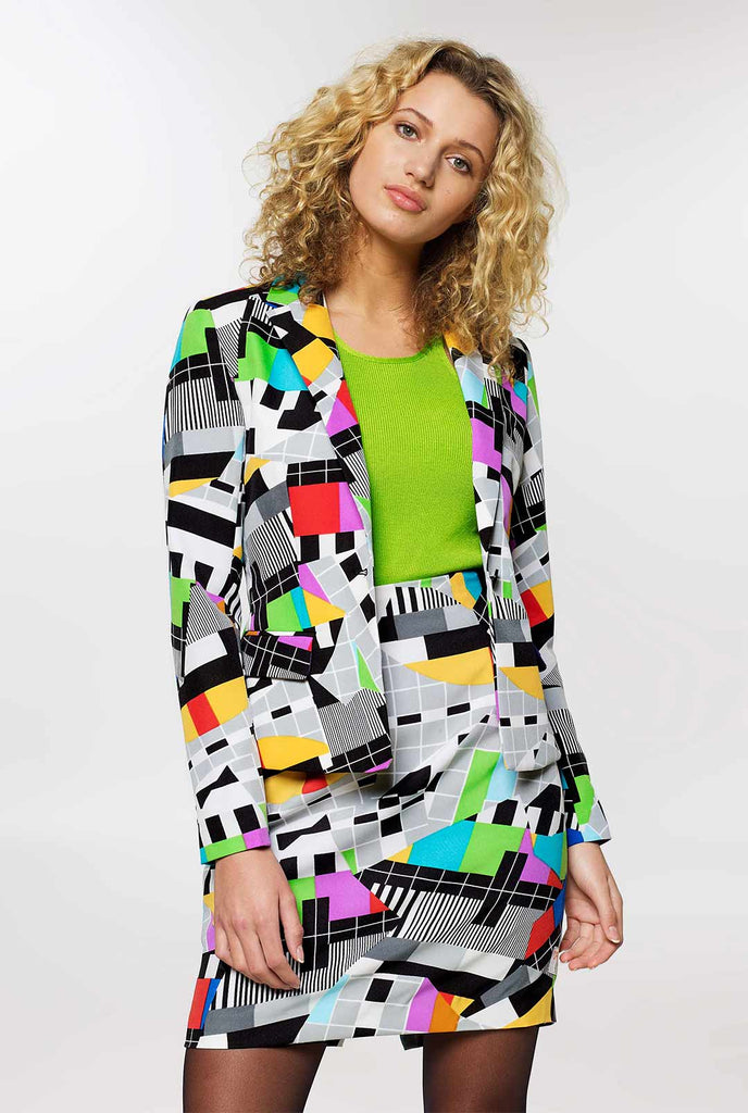 Vrouw draagt ​​testscreen printpak