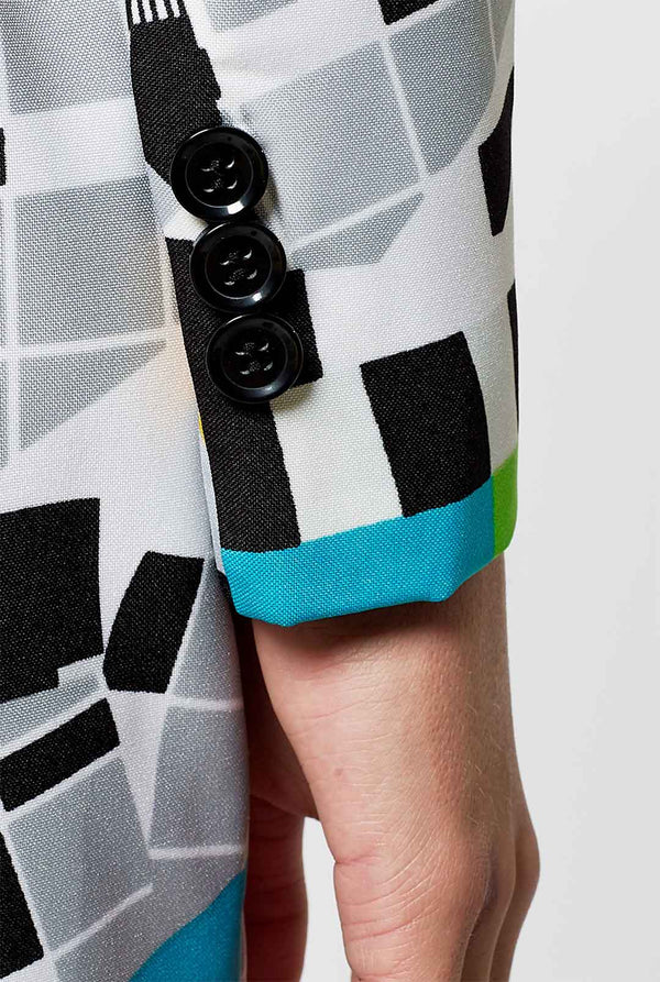 Vrouw draagt ​​testscreen printpak, mouw close -up