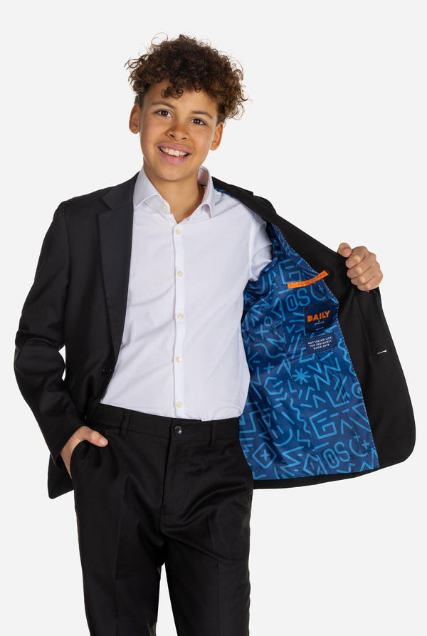 Tiener draagt ​​OppoSuits Daily Zwart tiener jongenspak