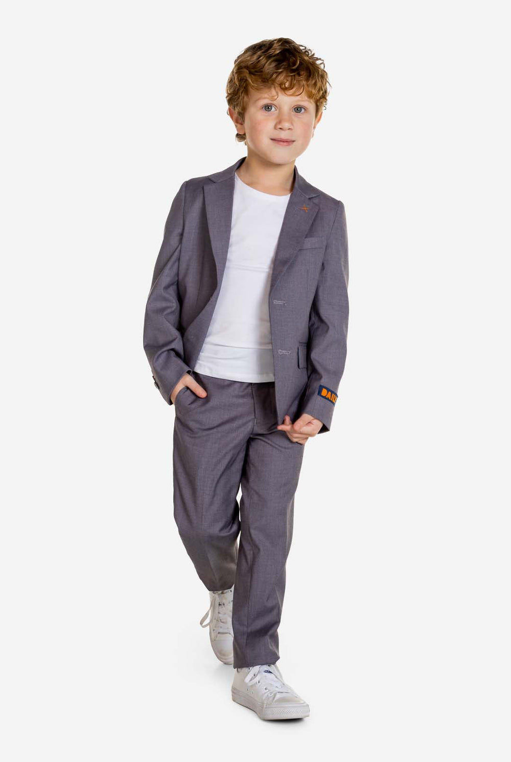 Jongen in grijs OppoSuits Daily kinderpak